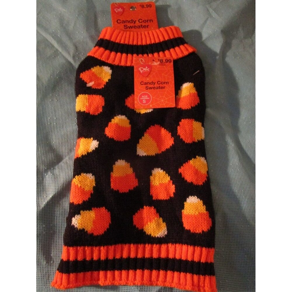 Pet Central Candy Corn Dog Sweater Size Halloween Black & Orange S Small